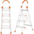 thumbnail image 1 of Telescoping A- Ladder with Stabilizer   Aluminum Folding Extension Ladder  Compact &; Space-Saving for Household or Outdoor Work   Load  Orange, 1 of 3