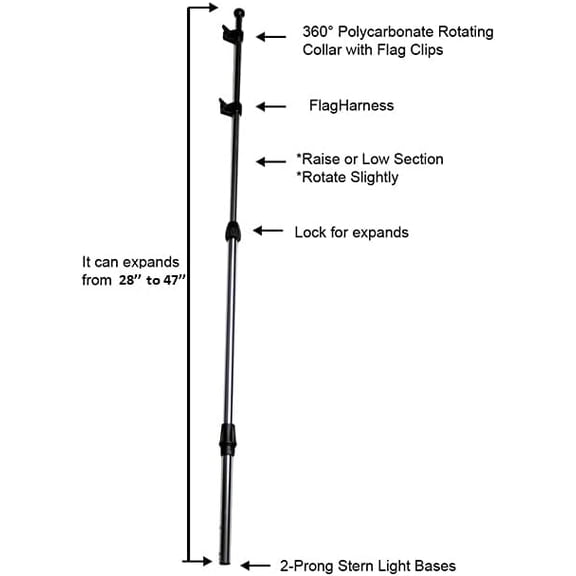 Telescoping Aluminum Flag Pole 26-48 Inch with Pin Locking Collar for Outdoor  Lawn Garden Use