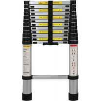 Telescoping Aluminum Ladder, 12.5 FT Lightweight Extension Folding, Portable Multi-Purpose Compact, Slow Down Design Collapsible, 330 lbs Capacity