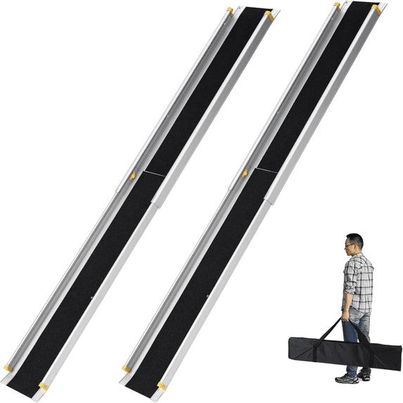 Telescoping Aluminum Wheelchair Ramps,Adjustable Wheelchair Ramp with 600 lbs Capacity,Portable Non-Skid Wheelchair Ramp with Storage Bag for Home,Stairs,Steps