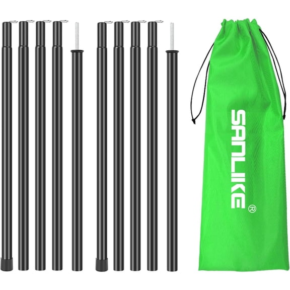 KOMCLUB Adjustable Telescoping Tarp Poles 5 Sections, Heavy Duty 76.6in Tent Poles for Canopy Awning Rain Fly Shelter
