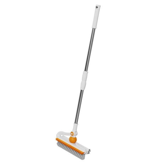 Telescoping Crevice Cleaning Brush - 43" Extendable Handheld Scrubber with Scraper, Multi-Purpose Floor and Wall Brush for Bathroom Tile Grout