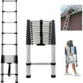 thumbnail image 1 of Telescoping Extension Ladder 12 FT, Stainless Steel Telescoping Ladders for Home, Heavy Duty Collapsible Ladder RV Ladder, Extendable Steps Safety for Household Use & Roofing Business, 330Lb Capacity, 1 of 7