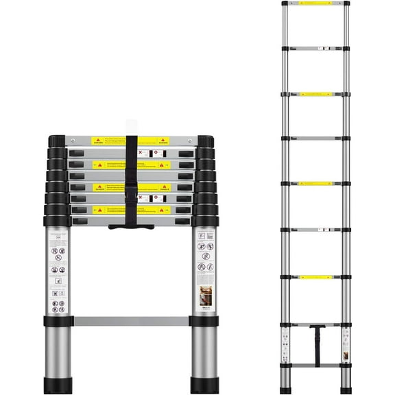 Telescoping Extension Ladder ， Aluminum Telescopic Ladders with Carry Bag for Outdoor Indoor Use