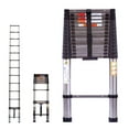 thumbnail image 1 of Telescoping Extension Ladder Stainless Steel Single Ladder Portable Home DIY RV Ladder with Non-Slip Feet, 330lbs Max Load, EN131 Standard, Easy to Store and Transport (12.5ft), 1 of 8