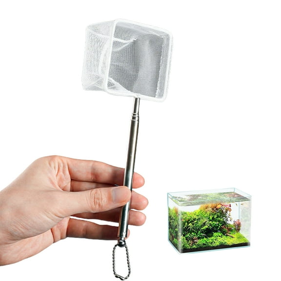 Telescoping Fishing Net Adjustable Length For Small Fishtanks with Nylon Screen Prevents Fish Injury