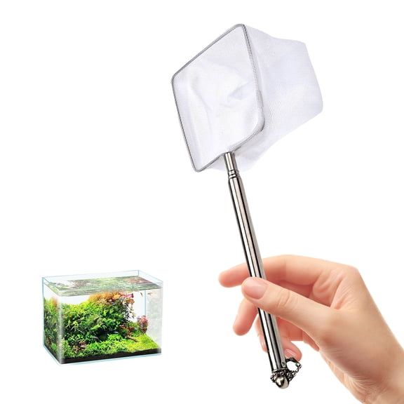 Telescoping Fishing Net Adjustable Length For Small Fishtanks with Nylon Screen Prevents Fish Injury