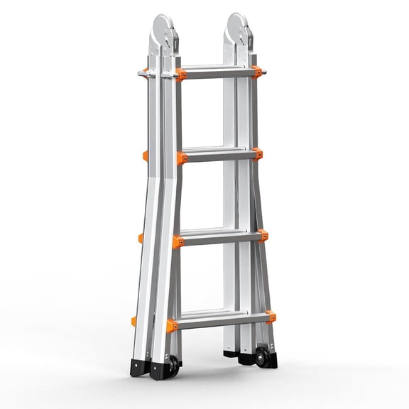 Telescoping A Frame Ladder 15 FT, Multi-Function Extension Ladder with Wheels, 330 lbs Capacity, Aluminum Alloy Folding Ladder for Home Maintenance, Attic Cleaning, Indoor & Outdoor Use