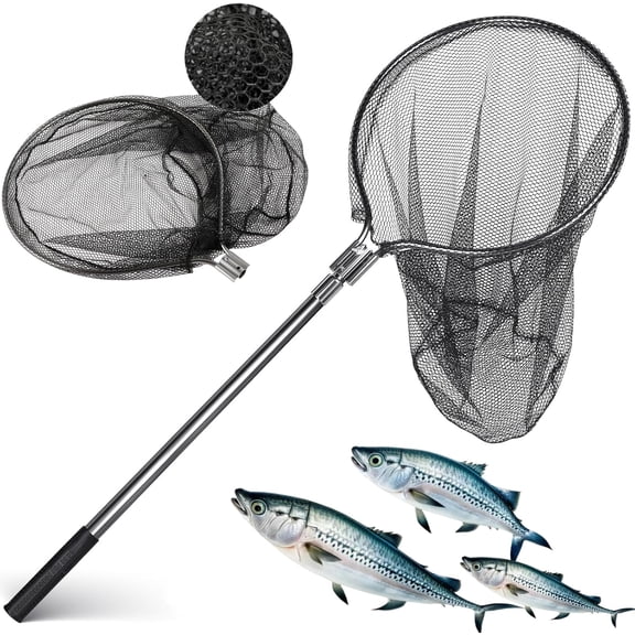 Telescoping Handle Landing Net with Large Aluminum Frame for Saltwater Fishing