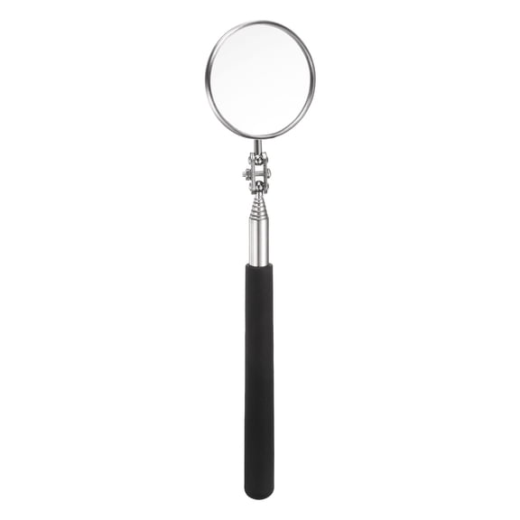 Telescoping Inspection Mirror 2" Round 9.6" to 37.8" 360 Degree Stainless Steel Inspection Swivel Head Extendable Mirrors with Pocket Clip for Technicians Mechanics, Black
