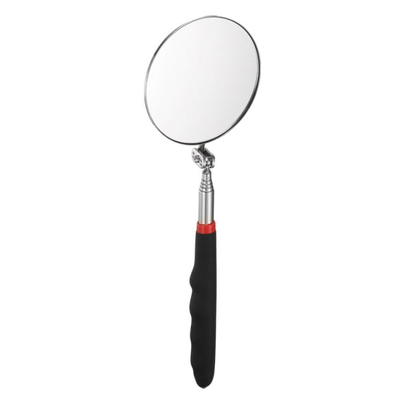 Telescoping Inspection Mirror 3.3" Round 10.2" to 29.5" 360 Degree Stainless Steel Inspection Swivel Head Extendable Mirrors with Pocket Clip for Technicians Mechanics, Black