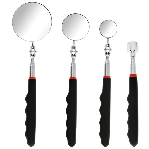 Telescoping Inspection Mirror and Pickup Tool Set Stainless Steel 360° Rotating Round Extendable Mechanic Mirror Observe Tool 3 Size for Observing Under Vehicle