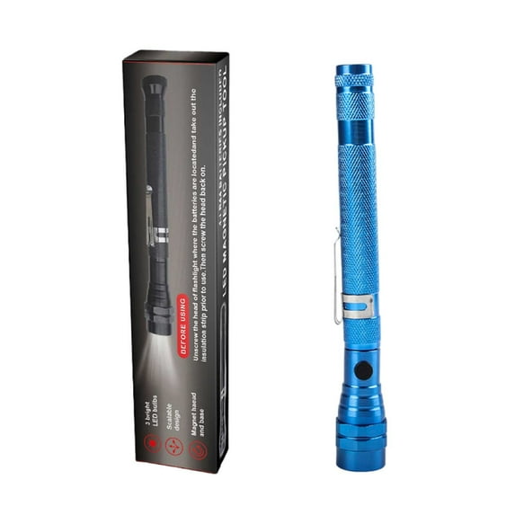 Telescoping LED Flashlight Multi Function Mini Flexible Extendable Portable Flash Light with Strong Base Pickup Tool for Men Husband Dad Outdoor Camping Hiking Emergency