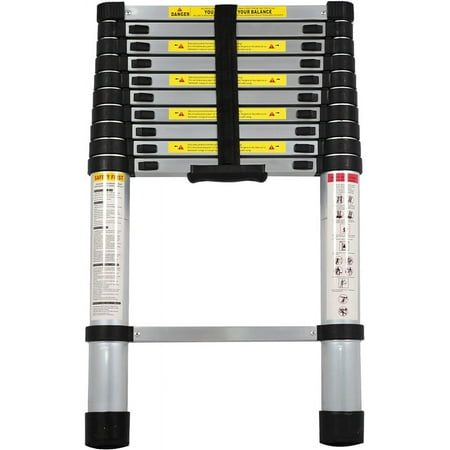 Telescoping Aluminum Ladder, 10.5 FT Lightweight Extension Folding, Portable Multi-Purpose Compact, Slow Down Design Collapsible, 330 lbs Capacity