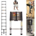 thumbnail image 1 of Telescoping Ladder, 10 FT Stainless Steel Extension Ladder for Home, Collapsible Ladders 330 Lb Max Capacity, Multi-Purpose Telescopic Ladder for Roof Ceiling, Household Daily, EN131 Certificated, 1 of 7