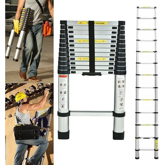 Telescoping Ladder, 16.4 FT Aluminum Extension Ladder 330 Pound Capacity, Collapsible Ladders for Home, Lightweight Portable Roof Ladders with Locking Mechanism
