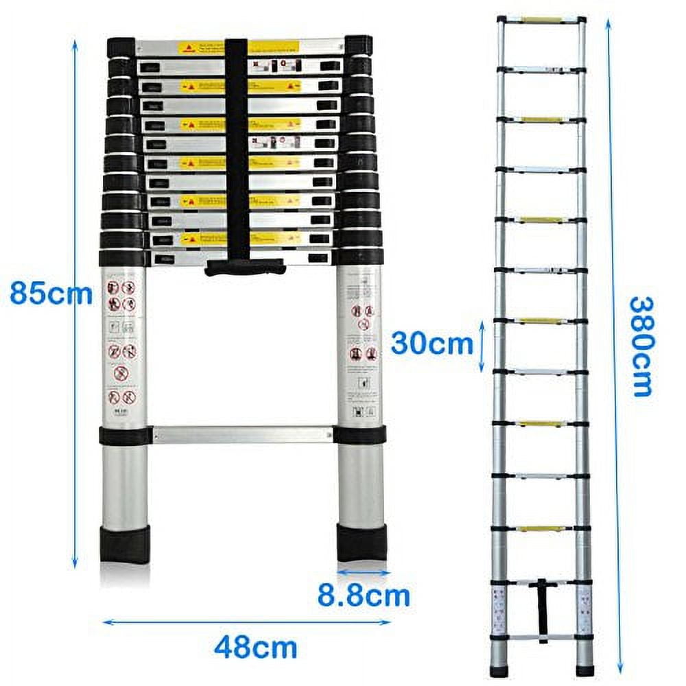 Telescoping Ladder 16.4FT Black Aluminum Step Ladder Portable Extension