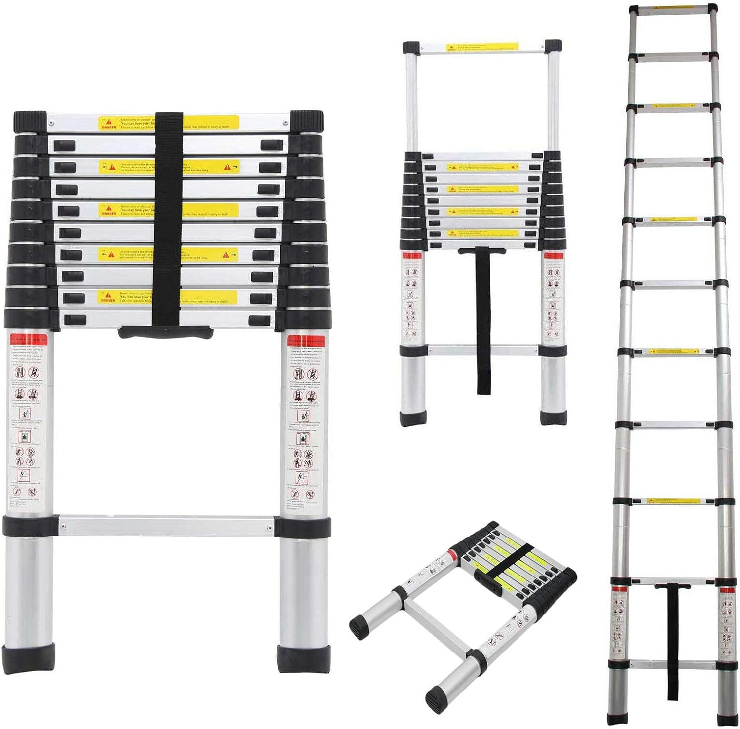 Telescoping Ladder, 16 Ft Aluminum Extension Ladder Step Ladders Loft 