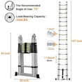 thumbnail image 1 of Telescoping Ladder 16 FT Aluminum Telescopic Extension Ladder, Multi-purpose Collapsible Ladder for RV, Portable Lightweight Attic Ladder for Home or Outdoor Work, with Stabilizer, 1 of 7