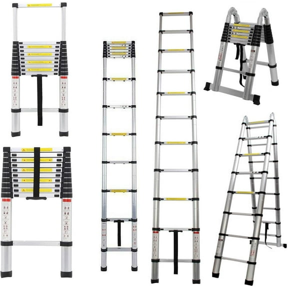 Telescoping Ladder 3.2M 10ft Aluminum Telescopic Extension Multi Purpose Ladder (330 pound/150 kg,EN131) for Clean Decorate Party Replace The Bulb