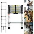 thumbnail image 1 of Telescoping Ladder, 8.5 FT Aluminum Extension Ladder Step Ladders Loft Ladder Attic Ladder Collapsible Ladders for Home, Multi-Purpose Telescopic Compact Ladder for Roof, 330 Pound Capacity, EN131, 1 of 5