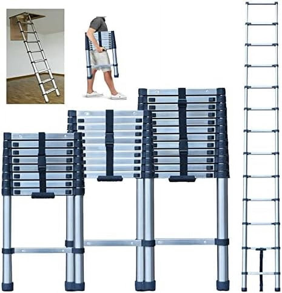 458 Ladder Telescoping Ladder 8.5 FT Step Ladder Stainless Steel Telescopic ...