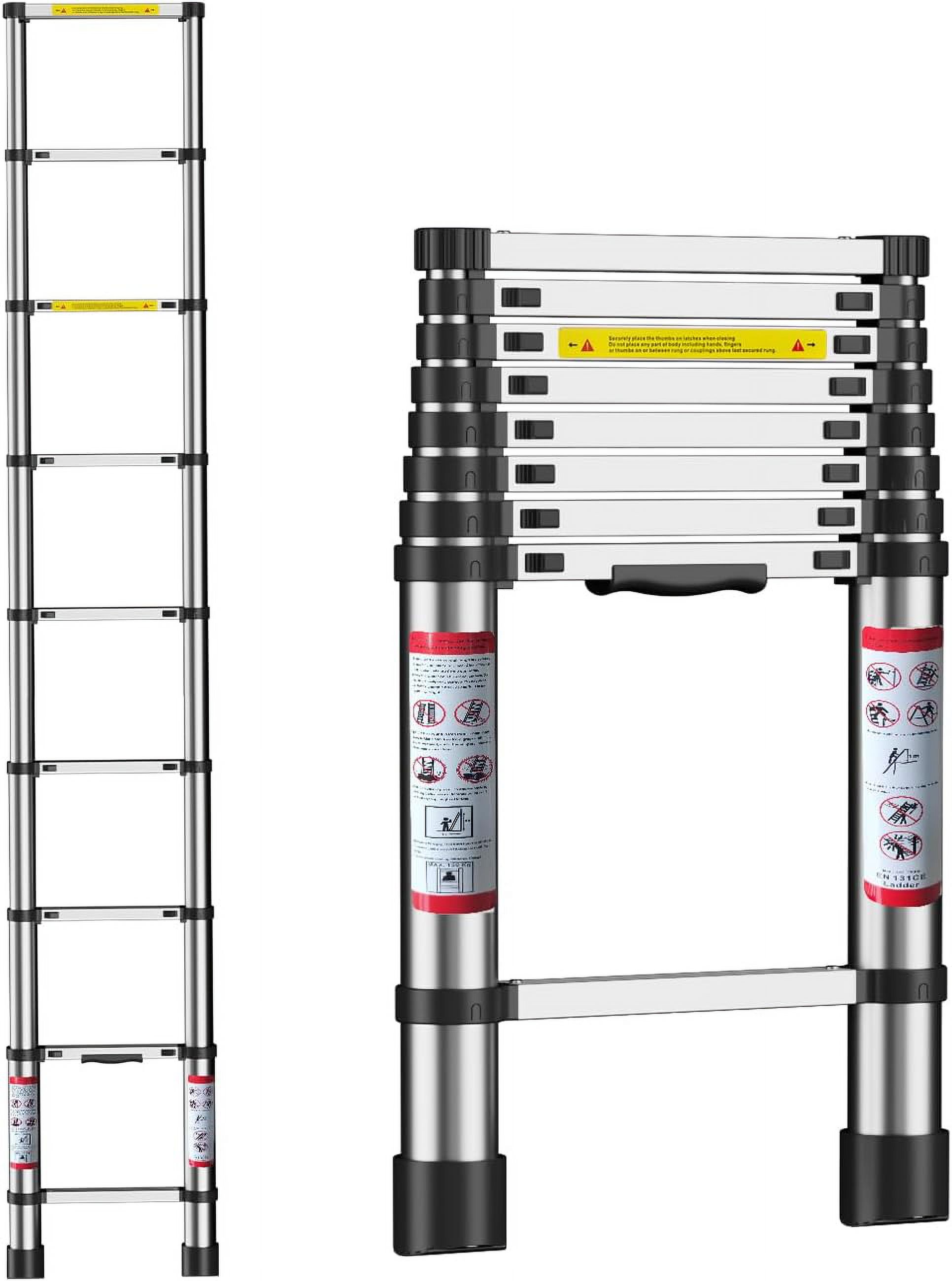Telescoping Ladder,8.5 Ft Compact Aluminum Telescopic Extension Extendable Ladder,Portable