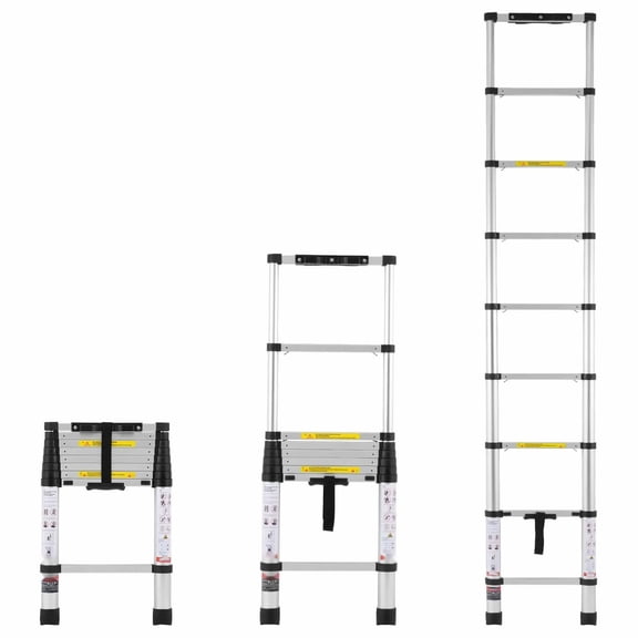 Telescoping Ladder 8.5FT, Aluminum Extension Ladder, Collapsible Ladder 375 LBS, Portable Compact Ladder for Home, RV, Loft, Non-slip Feet