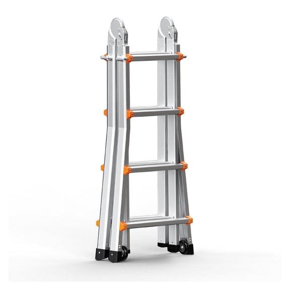 Telescoping Ladder A Frame, 15.5 FT Extension Ladder, Portable Aluminum Ladder