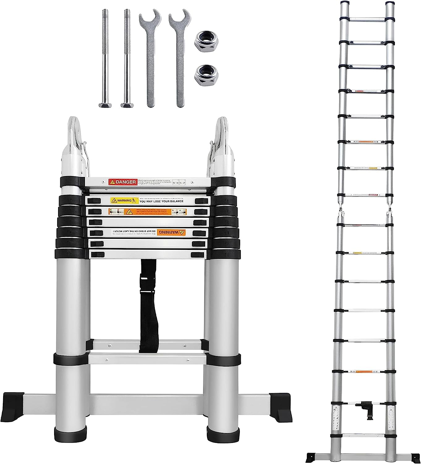 Telescoping Ladder AFrame Ladder 2 in 1 Extension Ladder for Home, 8
