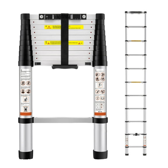 Telescoping Ladder Aluminum Extension Step10.5/12.5 ft Multi-use Portable