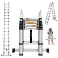 thumbnail image 1 of Telescoping Ladder Folding Ladder 16.4ft (8.2ft+8.2ft) Aluminum A Shape Portable Home Ladder with Stabilizer Bar, 330lbs Max Load Capacity, Folded Size 3ft, 8 Step + 8 Step Adjustable Height, 1 of 1