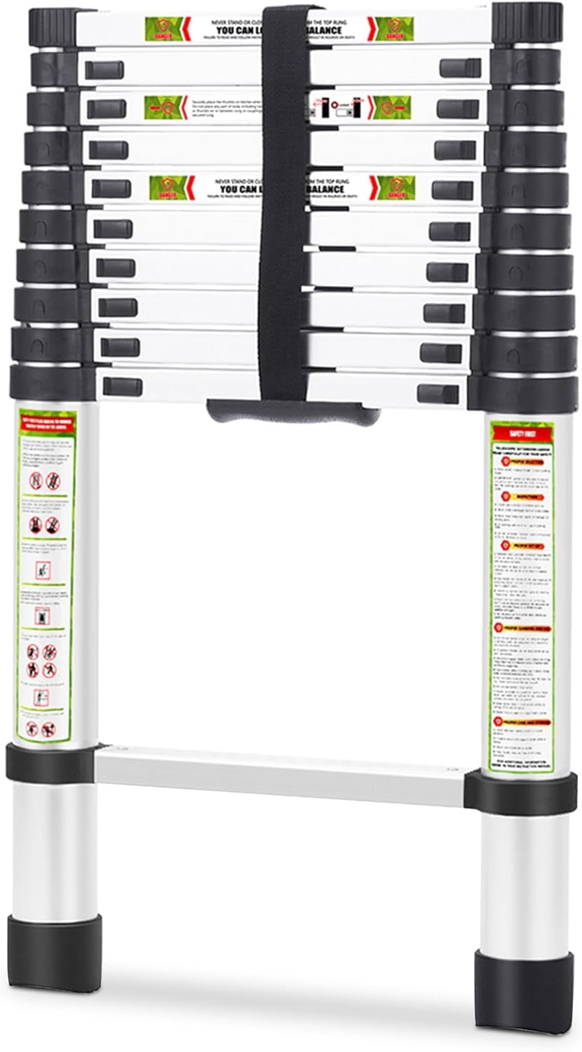 Telescoping Ladder for RV & Attic, 10.5FT Aluminum Extension Ladder ...