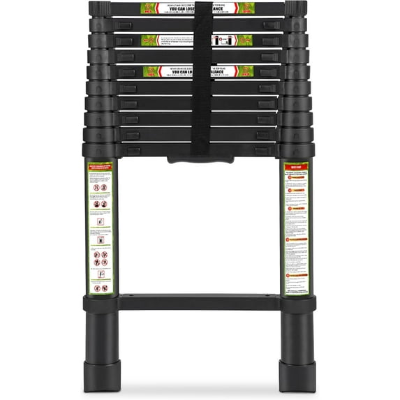Telescoping Ladder for RV & Attic, 10.5FT Aluminum Extension Ladder with Dual Locking Mechanism, Max Load 330lbs, Compact Foldable Ladder for Roof, Home, Travel Trailer & Multi-Surface Use