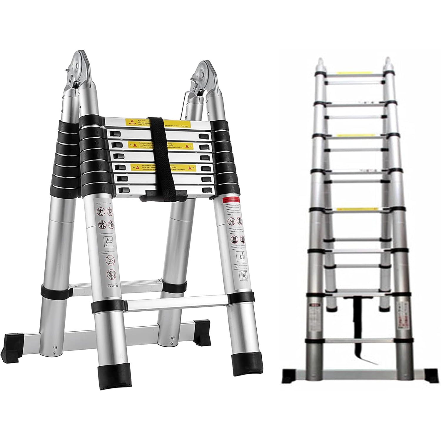 Telescoping Ladder with Stabilizer Extension Ladder 16.5 ft Telescopic ...