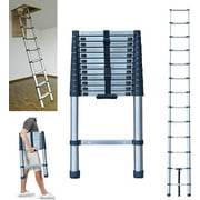 Telescoping Ladder Telescopic Extension Ladders 12 FT Stainless Steel Extendable Ladder, Collapsible Ladder for Household, Rv Ladder, Roof Ladder, Folding Ladder, Loft Ladder, 150 kg/330 lbs Capacity
