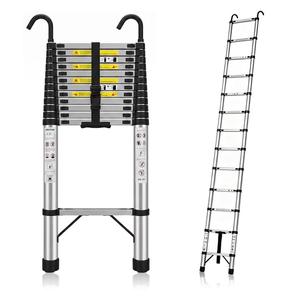 Stell Ladder Telescoping Ladder 12.5ft - Stainless Steel Extension Ladder - Walmart.com