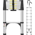 thumbnail image 1 of Telescoping Ladders FT Aluminum Ladder - -Button Retraction  Extension Ladder for Home RV Attic &; Loft  Lasts  with Triangle Stabilizers and Detachable Hooks, 1 of 6