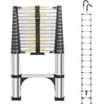 thumbnail image 1 of Telescoping Ladders FT Aluminum Ladder - -Button Retraction  Extension Ladder for Home RV Attic &; Loft  Lasts  with Triangle Stabilizers and Detachable Hooks, 1 of 5
