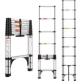 thumbnail image 1 of Telescoping Ladders FT Aluminum Ladder - -Button Retraction  Extension Ladder for Home RV Attic &; Loft  Lasts  with Triangle Stabilizers and Detachable Hooks, 1 of 6