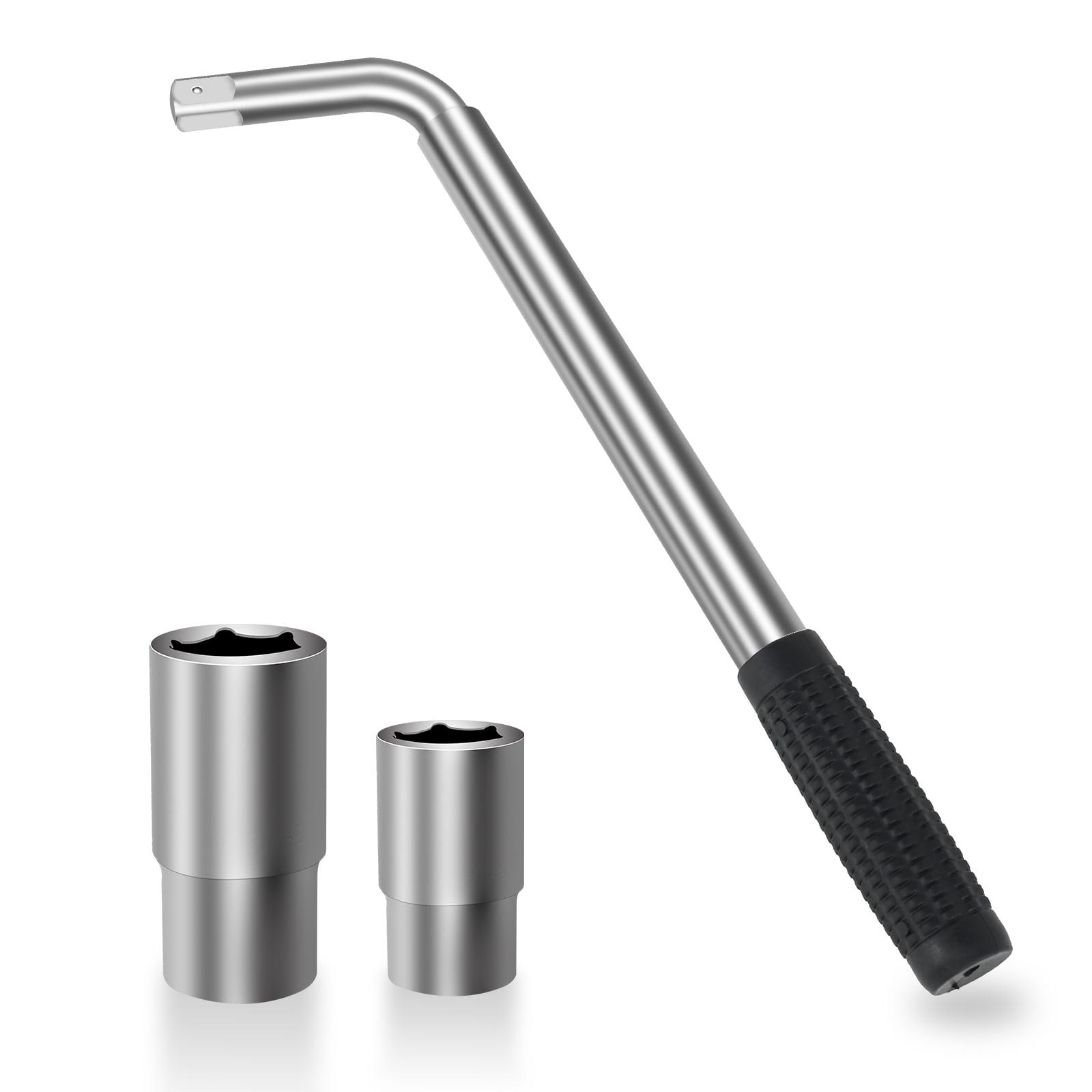 Extendable Wheel Lug Nut Wrench Set – 17/19/21/23mm Sockets, 1/2" Drive, Tire Iron-687689