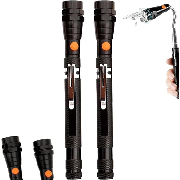 Telescoping Magnetic Pickup Tool, 360 Swivel Extensible Magnet with LED Flashlight, Extendable Metal Grabber for Hard-to-Reach Areas, Cool Gadget for Men