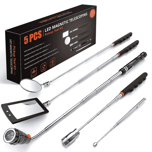 Telescoping Magnetic Pickup Tool Set- Extendable Magnet Flashlight with Inspection Mirror, Christmas Stocking Stuffers Gifts for Men or Women,Him Dad,Husband Father,Mechanic Handyman,Truck Driver