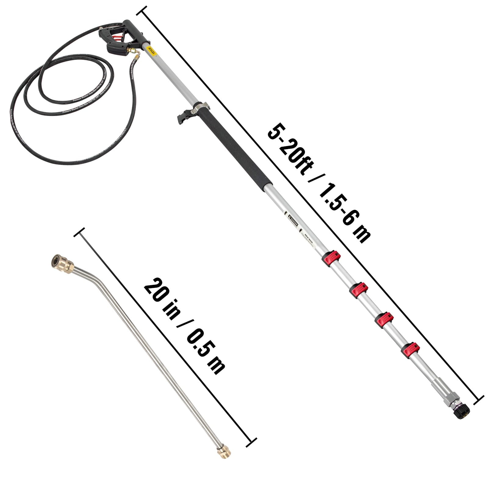 Telescoping Pressure Washer Wand 18/20 ft 4000 psi w/Strap Belt