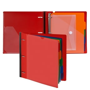 Telescoping Project Organizer Binder, 2-Pack 1 inch 3 Ring Binder with 5 Color Dividers, with Customized Front Cover & 1 Extra Pocket Red