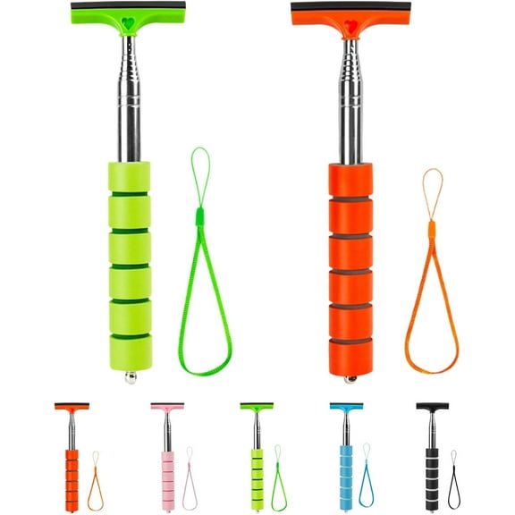 Telescoping Side Mirror Squeegee, Car Mirror Squeegee, Portable Cleaning Tool for Rainy Foggy Weather, Universal Car Accessories (Green+Orange)