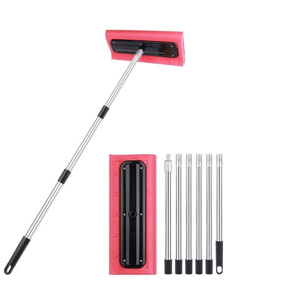Telescoping Snow Roof Rake with Foam Scraper for Car and Roof Snow Removal, Non-Scratch EVA Head, Lightweight Alloy Pole for Safe Winter Debris Clearing