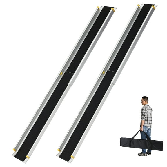 Telescoping Wheelchair Ramp for Home Steps, Aluminum Portable Wheelchair Ramps with Carrying Bag, Weight Capacity 600 LBS,1 Pair