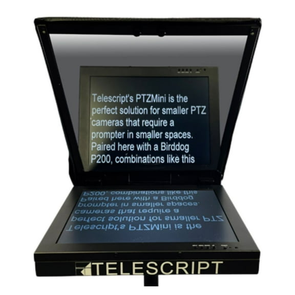 Telescript PTZMini 15-Inch 4x3 Flat Panel Prompter Monitor for PTZ Cameras with Compact Design and NDI Input (Black)