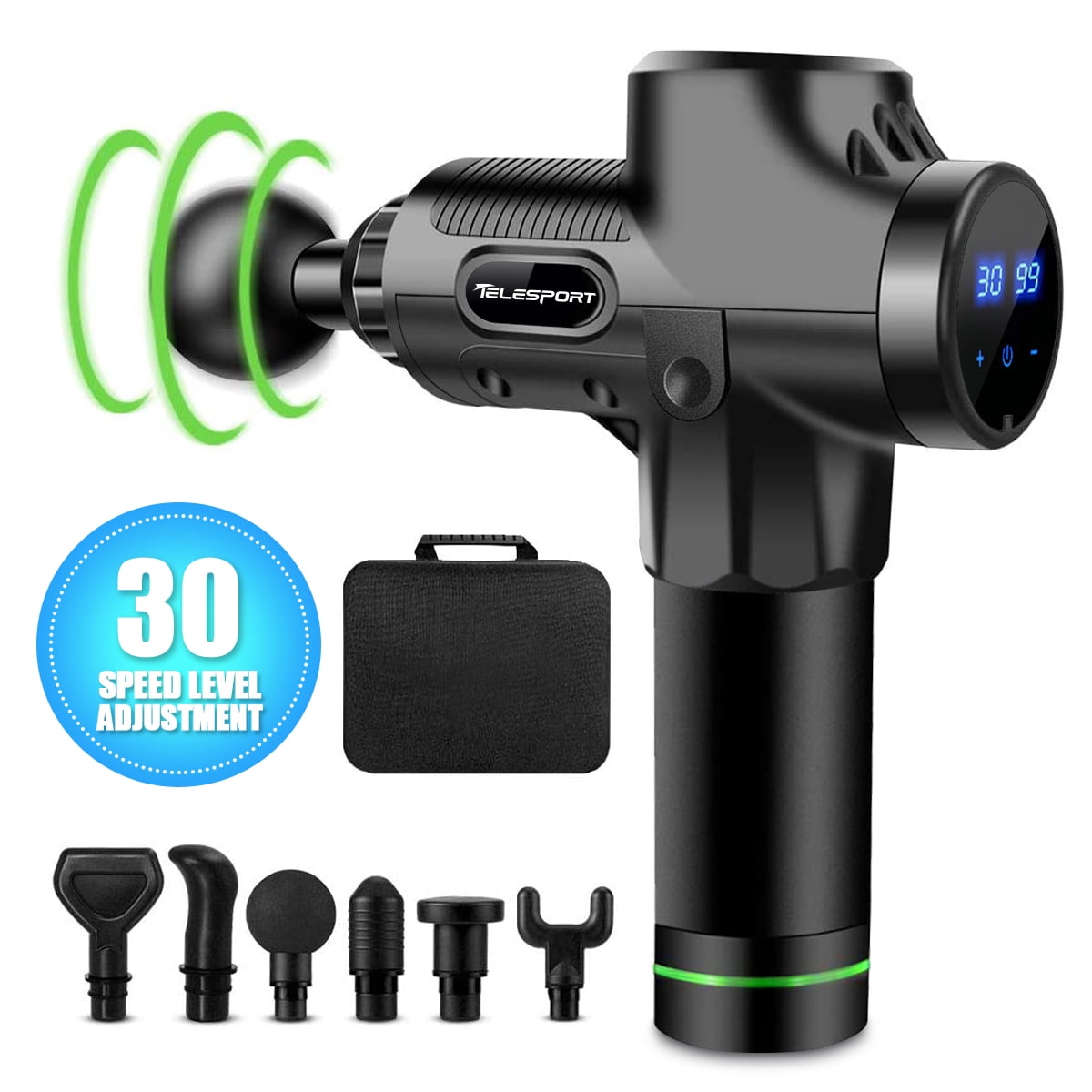 Telesport Percussion Massage Gun Deep Tissue Massager for Athletes,Handheld Body Massager for Pain Relief,Super Quiet Brushless Motor